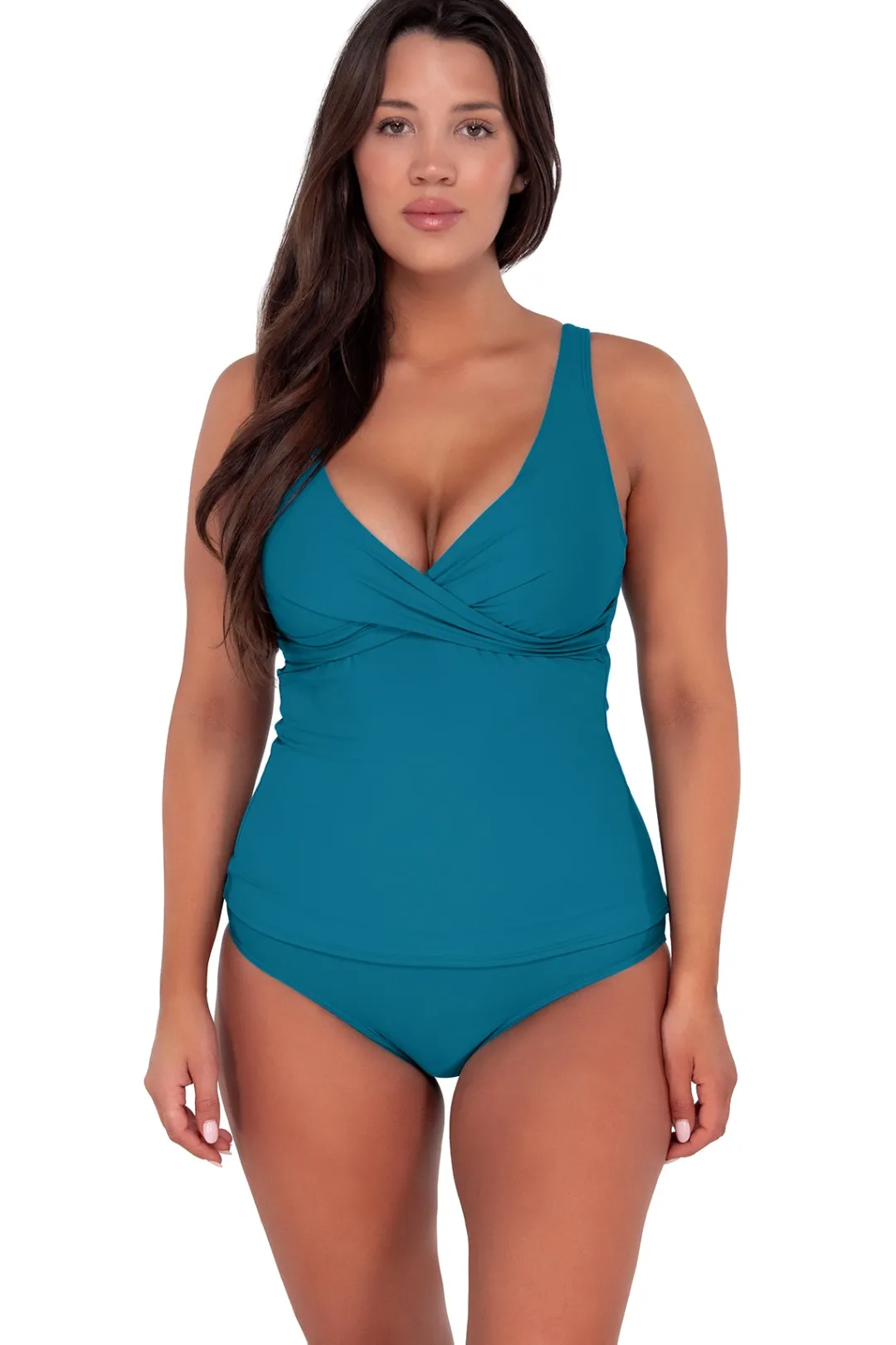 Sunsets Avalon Teal Elsie Tankini Top< Plus Size | Underwire