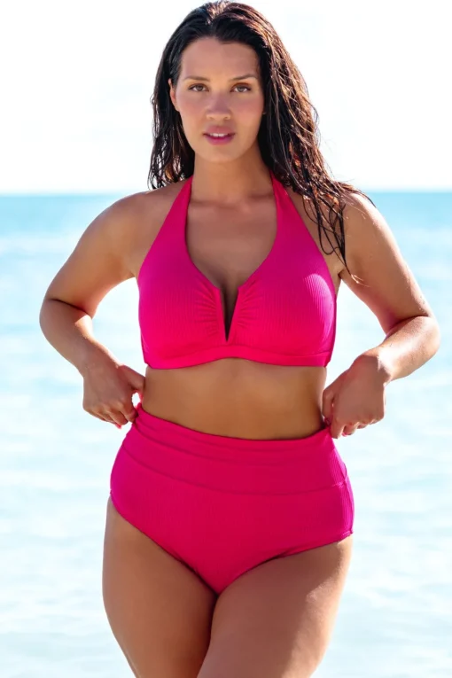 Sunsets Begonia Sandbar Rib Hannah High Waist Bottom< Plus Size | High-Waist