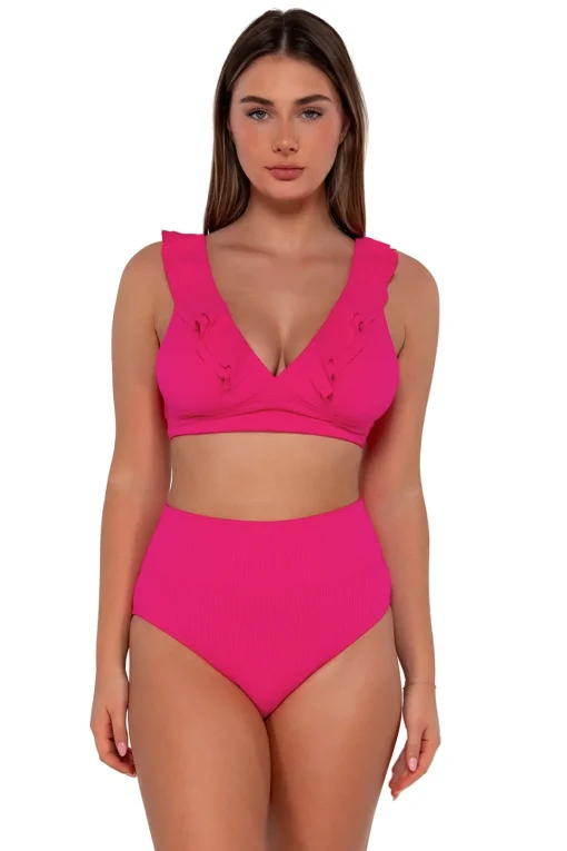 Sunsets Begonia Sandbar Rib Hannah High Waist Bottom< Plus Size | High-Waist