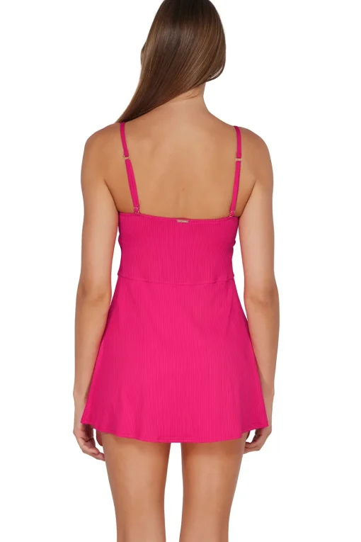 Sunsets Begonia Sandbar Rib Naomi Swim Dress One Piece< Swim Dress