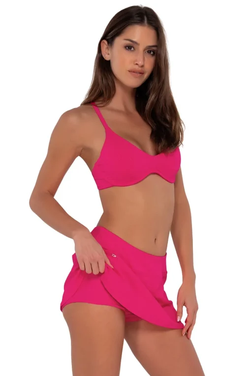 Sunsets Begonia Sandbar Rib Sporty Swim Skirt< Plus Size