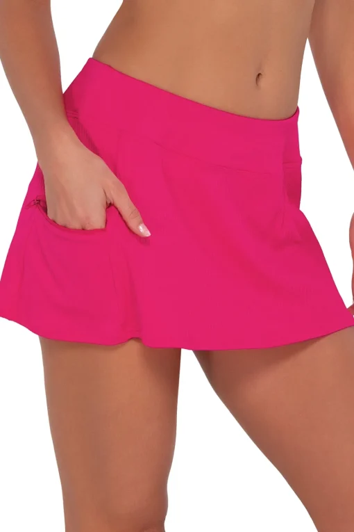 Sunsets Begonia Sandbar Rib Sporty Swim Skirt< Plus Size