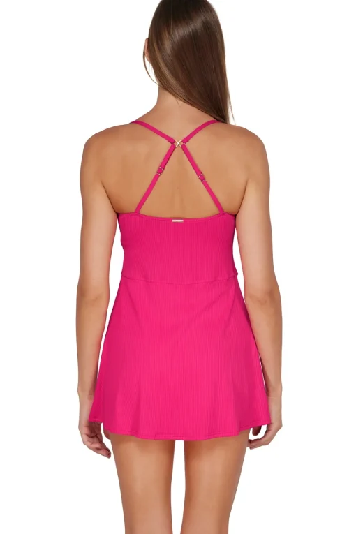 Sunsets Begonia Sandbar Rib Naomi Swim Dress One Piece< Swim Dress
