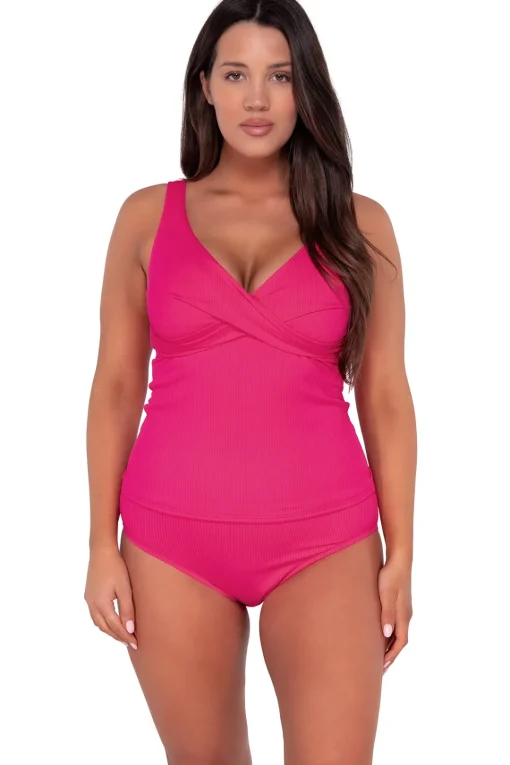 Sunsets Begonia Sandbar Rib Elsie Tankini Top< Plus Size | Underwire