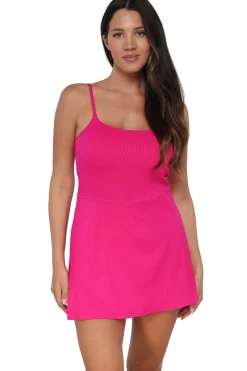 Sunsets Begonia Sandbar Rib Naomi Swim Dress One Piece< Swim Dress