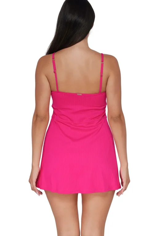 Sunsets Begonia Sandbar Rib Naomi Swim Dress One Piece< Swim Dress