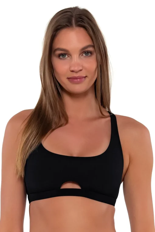 Sunsets Black Brandi Bralette Top< Bikini Tops