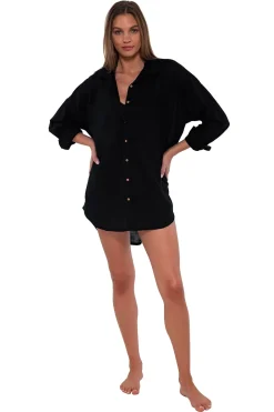 Sunsets Black Delilah Shirt< Cover-Ups