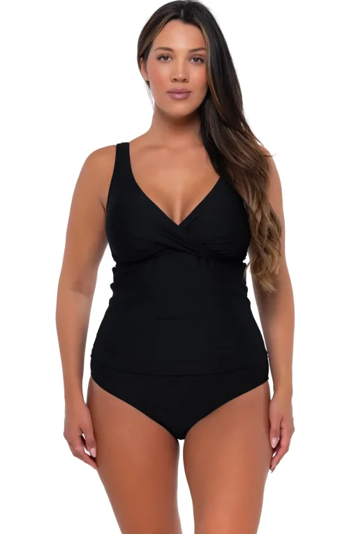 Sunsets Black Elsie Tankini Top< Plus Size | Bra-Sized