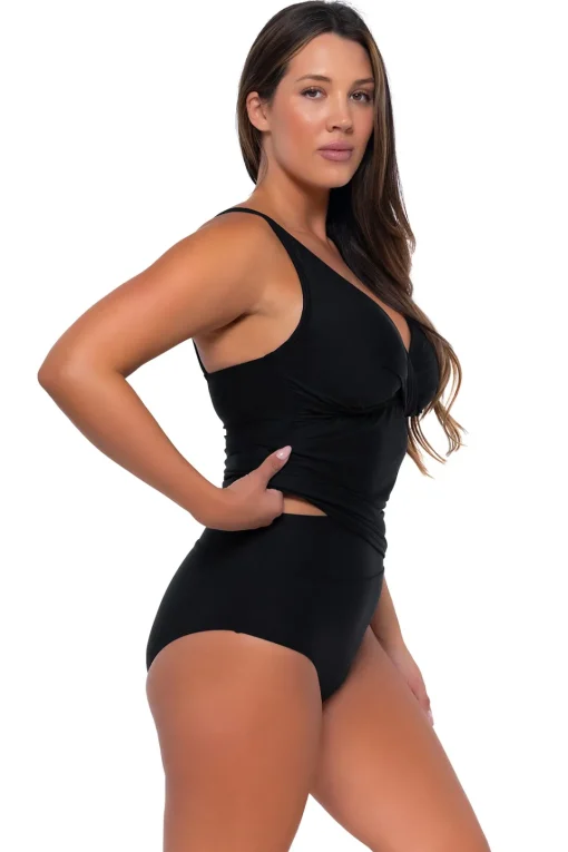 Sunsets Black Elsie Tankini Top< Plus Size | Bra-Sized