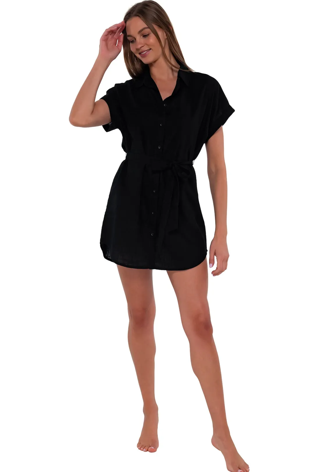 Sunsets Black Lucia Dress< Cover-Ups