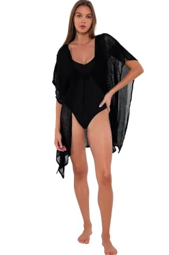 Sunsets Black Maldives Tunic< Cover-Ups