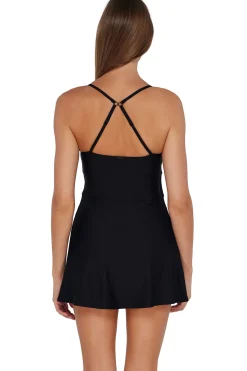 Sunsets Black Naomi Swim Dress One Piece< Swim Dress