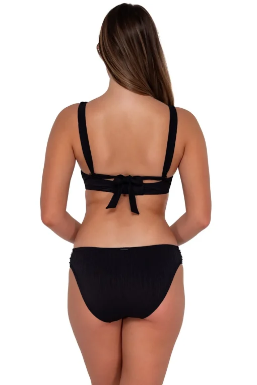 Sunsets Black Seagrass Texture Audra Hipster Bottom< Low-Rise | Bikini Bottoms