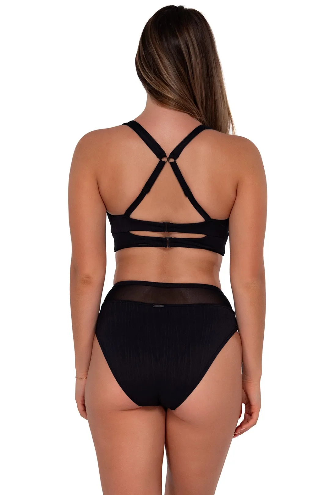 Sunsets Black Seagrass Texture Danica Top< Plus Size | Underwire