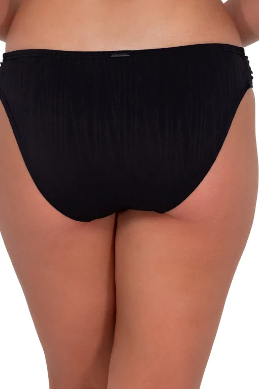 Sunsets Black Seagrass Texture Audra Hipster Bottom< Low-Rise | Bikini Bottoms