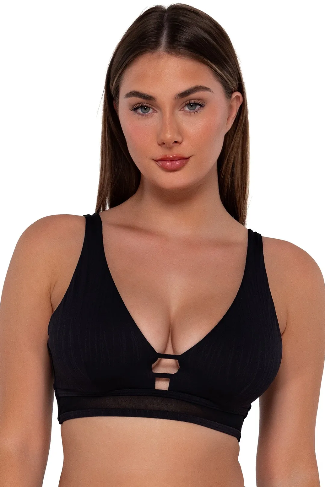 Sunsets Black Seagrass Texture Danica Top< Plus Size | Underwire