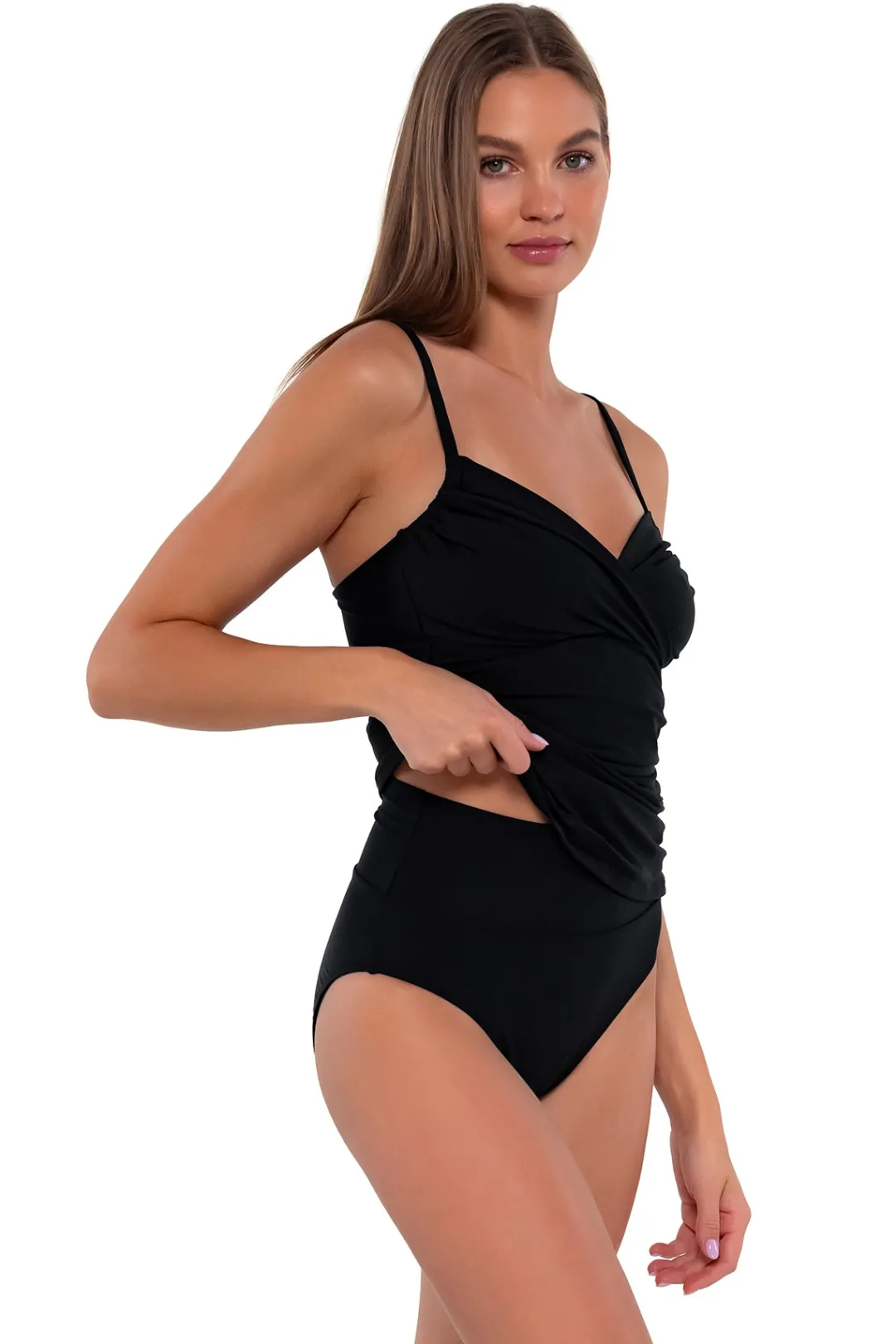 Sunsets Black Simone Tankini Top< Tankinis