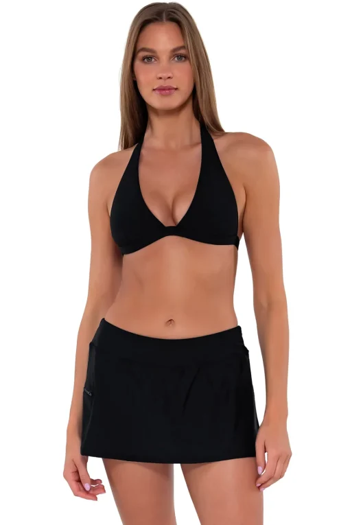 Sunsets Black Sporty Swim Skirt< Swim Skirts