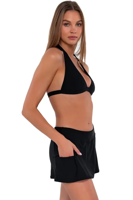 Sunsets Black Sporty Swim Skirt< Swim Skirts