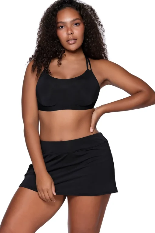 Sunsets Black Sporty Swim Skirt< Swim Skirts