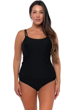 Sunsets Black Taylor Tankini Top< Plus Size | Underwire