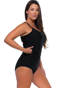 Sunsets Black Taylor Tankini Top< Plus Size | Underwire