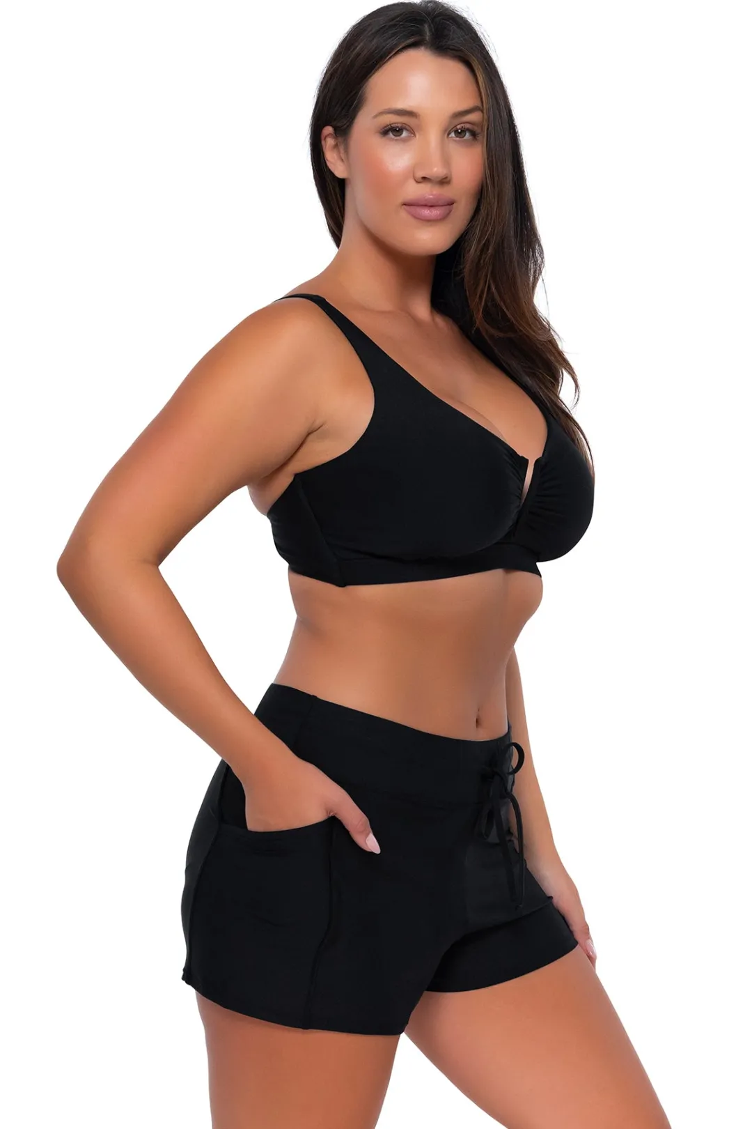 Sunsets Black Vienna V-Wire Top< Plus Size | Underwire