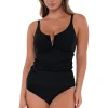Sunsets Black Zuri V-Wire Tankini Top< Plus Size | Underwire
