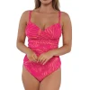 Sunsets Blushing Palms Sandbar Rib Serena Tankini Top< Plus Size | Underwire