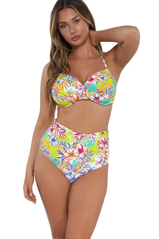 Sunsets Botanical Bliss Sandbar Rib Capri High Waist Bottom< Plus Size | High-Waist