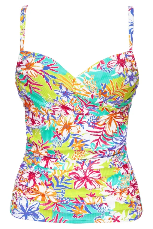 Sunsets Botanical Bliss Sandbar Rib Serena Tankini Top< Plus Size | Underwire