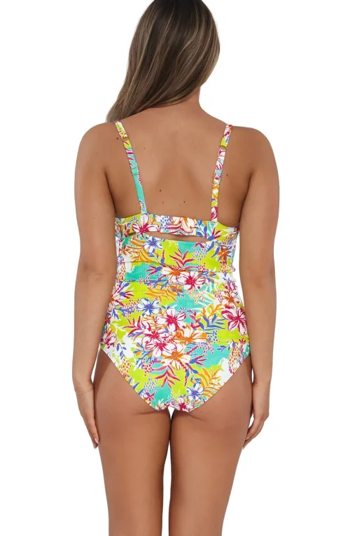 Sunsets Botanical Bliss Sandbar Rib Serena Tankini Top< Plus Size | Underwire