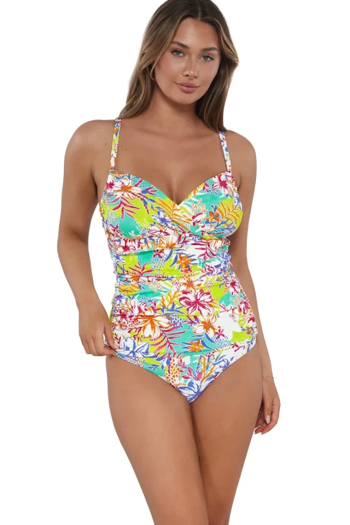 Sunsets Botanical Bliss Sandbar Rib Serena Tankini Top< Plus Size | Underwire