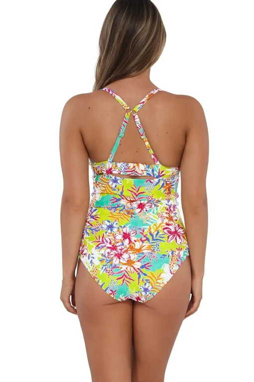 Sunsets Botanical Bliss Sandbar Rib Serena Tankini Top< Plus Size | Underwire