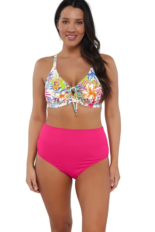 Sunsets Botanical Bliss Sandbar Rib Kauai Keyhole Top< Plus Size | Underwire