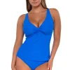 Sunsets Electric Blue Forever Tankini Top< Plus Size | Underwire
