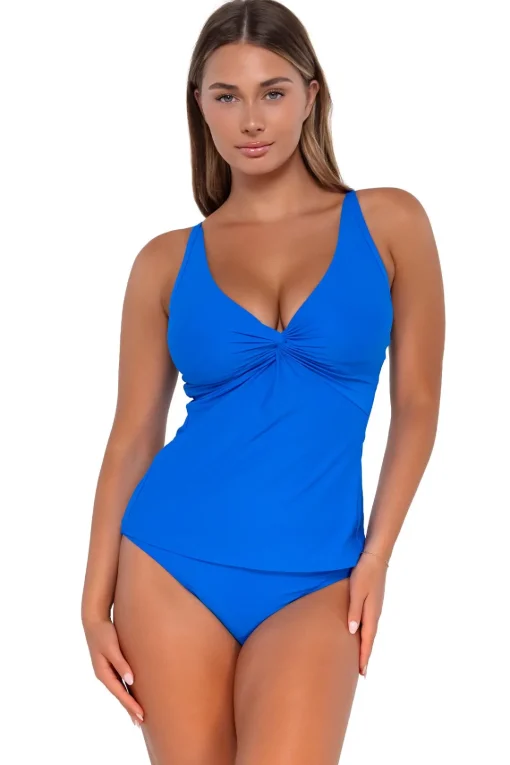 Sunsets Electric Blue Forever Tankini Top< Plus Size | Underwire