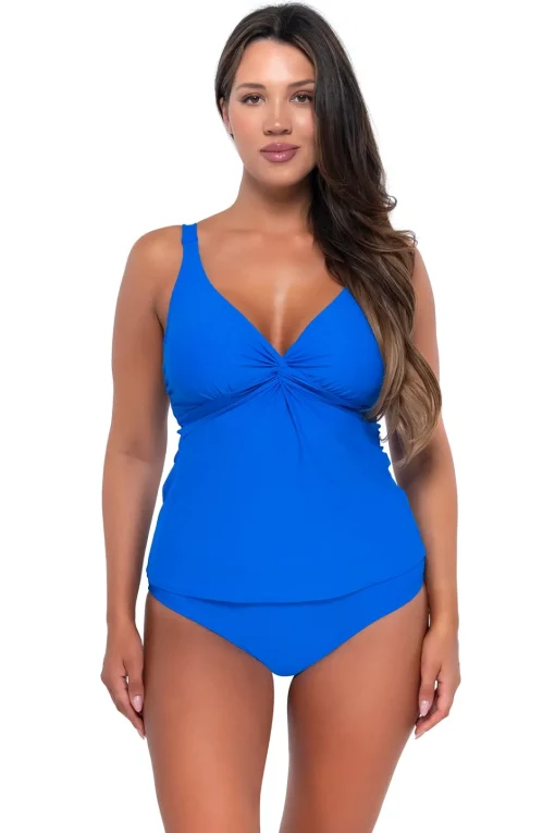 Sunsets Electric Blue Forever Tankini Top< Plus Size | Underwire
