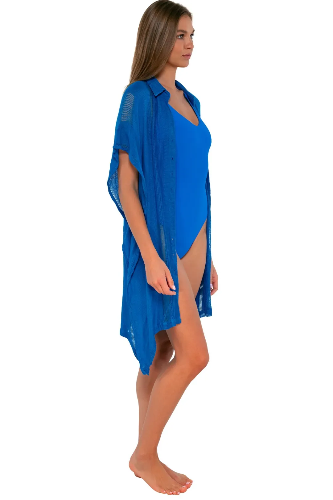 Sunsets Electric Blue Shore Thing Tunic< Cover-Ups
