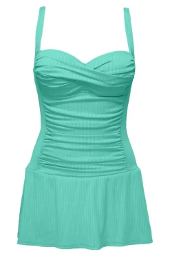 Sunsets Escape Aqua Mist Sandbar Rib Sienna Swim Dress< Swim Dress