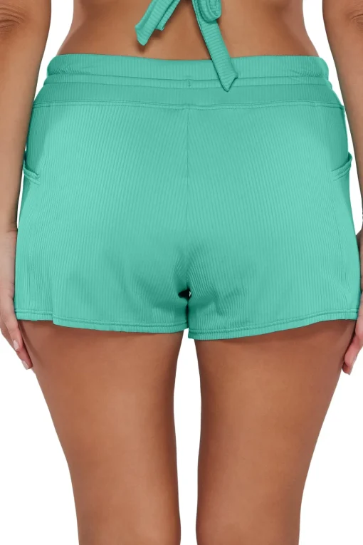 Sunsets Escape Aqua Mist Sandbar Rib Laguna Swim Short< Plus Size