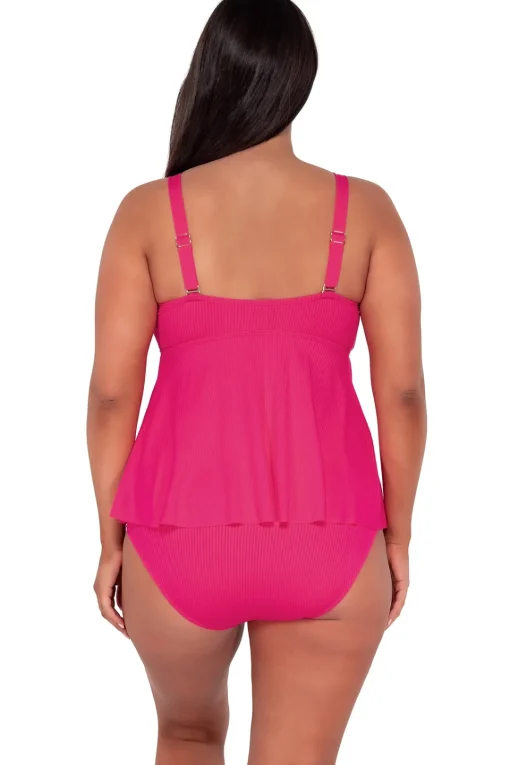 Sunsets Escape Begonia Sandbar Rib Marin Tankini Top< Plus Size | Underwire