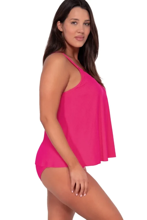 Sunsets Escape Begonia Sandbar Rib Sadie Tankini Top< Plus Size | Wire-Free