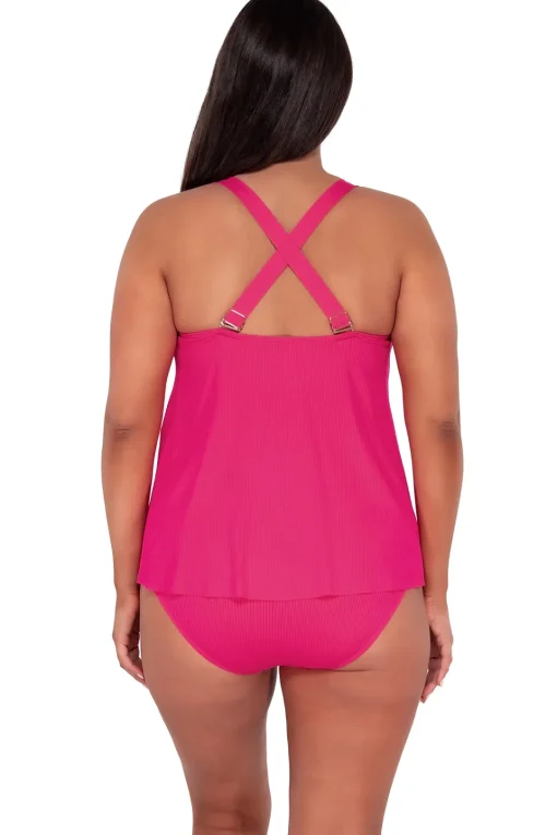 Sunsets Escape Begonia Sandbar Rib Sadie Tankini Top< Plus Size | Wire-Free