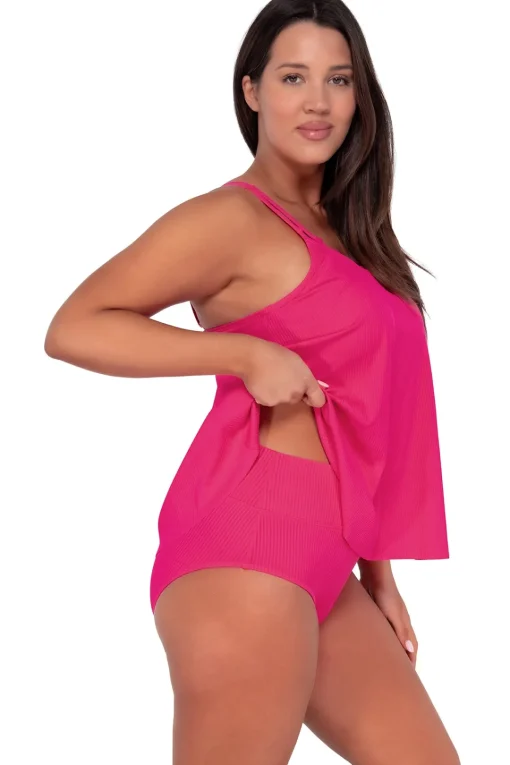 Sunsets Escape Begonia Sandbar Rib Sadie Tankini Top< Plus Size | Wire-Free