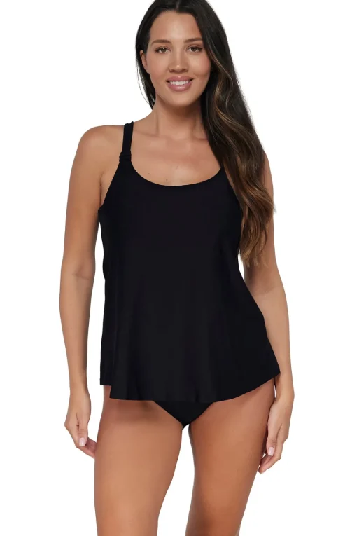 Sunsets Escape Black Jenna Tankini Top< Tankinis