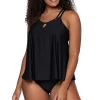 Sunsets Escape Black Sadie Tankini Top< Plus Size | Tankinis