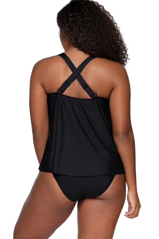 Sunsets Escape Black Sadie Tankini Top< Plus Size | Tankinis