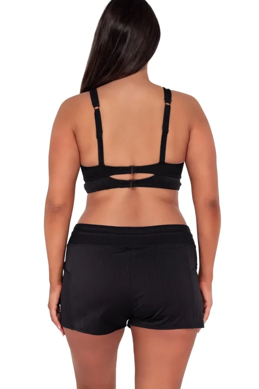 Sunsets Escape Black Seagrass Texture Laguna Swim Short< Plus Size
